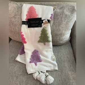 RACHEL ZOE PASTEL COLOR CHRISTMAS TREE THROW BLANKET. RARE